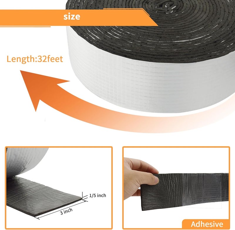DOBTIM Foam Foil Pipe Insulation Wrap 3 in x 32 ft,Reflective Foil Insulation Tape Self Adhesive with High Resilience for Pipe Insulation Wrap - Image 2
